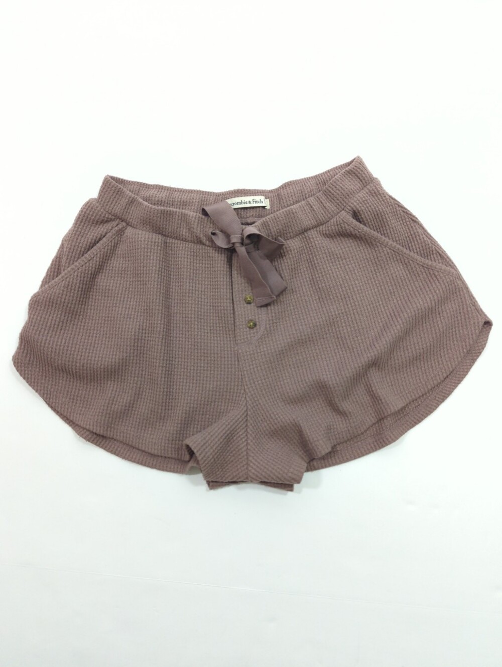 Abercrombie & Fitch Waffle Knit Drawstring Loungewear Shorts - Brown